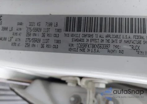 2019 Ram 1500 Longhorn 4X4 5'7 Box from USA, damaged, VIN 1C6SRFKT8KN563397